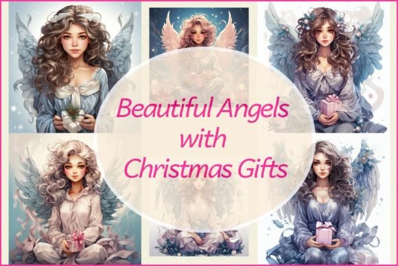 Beautiful Angels with Christmas Gifts: A Designer's Review of Seasonal Illustrations