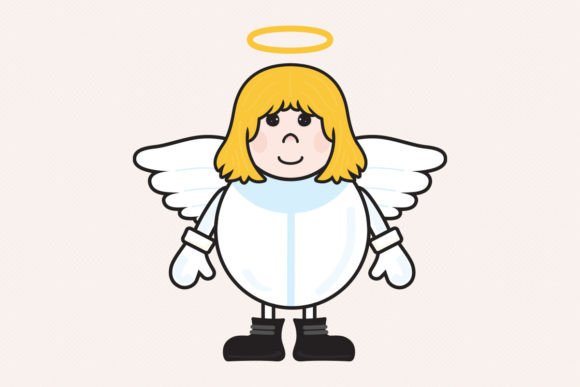 Christmas Angel Character Outline Iconic for Illustrations