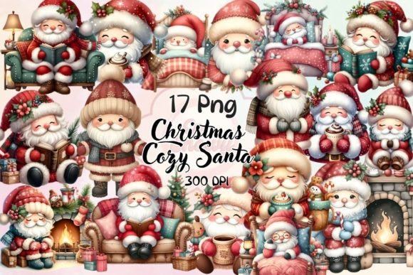 Christmas Cozy Santa Sublimation Clipart for Illustrations
