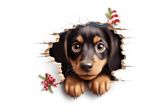 Christmas Dacshund Broken Wall 2 Illustrations Review