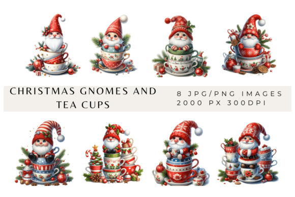 Christmas Gnomes and Tea Cups Illustrations Review