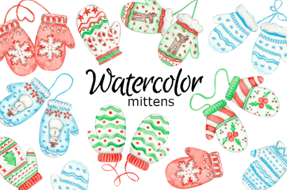 Christmas Mittens Watercolor Clipart Review