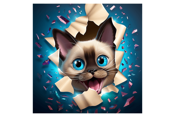 Christmas Siamese Cat Broken Wall Illustrations Review