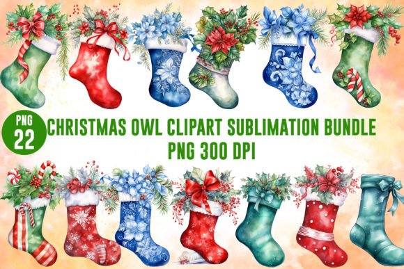 Christmas Stocking Sublimation Clipart for Brand Illustrations