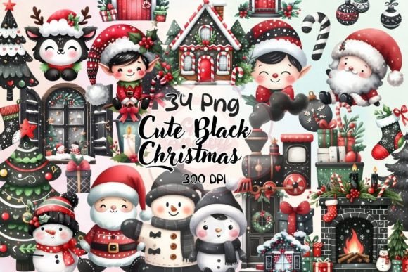 Cute Black Christmas Bundle Sublimation for Illustrations