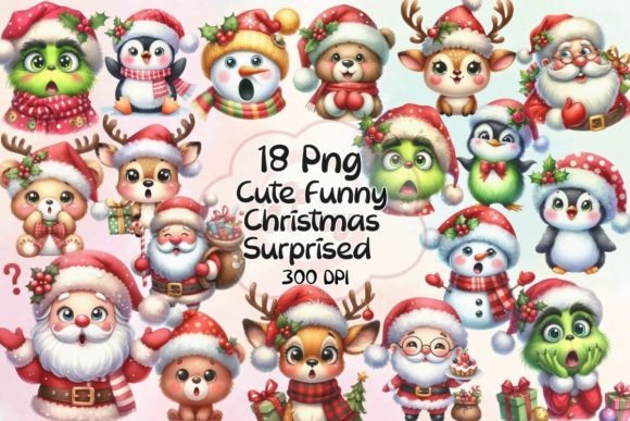 Cute Funny Christmas Surprised Clipart