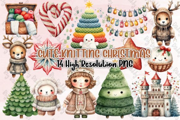 Cute Knitting Christmas Clipart PNG for Brand Illustrations
