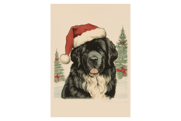 Cute Newfoundland Christmas Card: A Review for Modern Illustrations