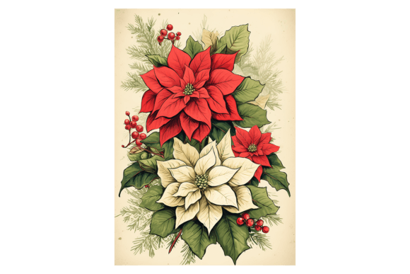 Festive Flowers Christmas Card: Premium Illustrations for Branding