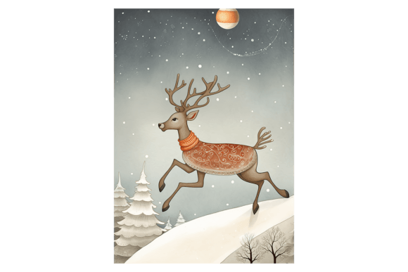 Flying Reindeer Christmas Card for Illustrations