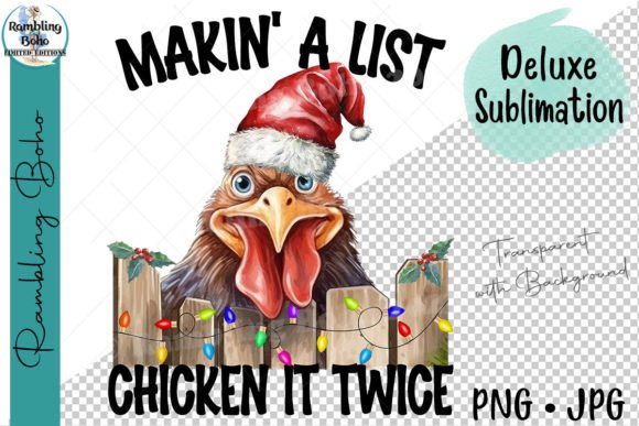 Funny Angry Christmas Chicken Nice LIst Illustrations
