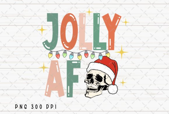 Jolly AF Retro Christmas Skull Santa PNG for Illustrations