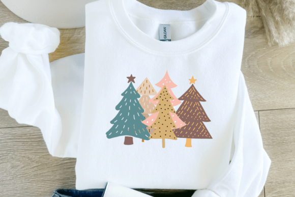 Neutral Christmas Trees PNG Design for Modern Illustrations