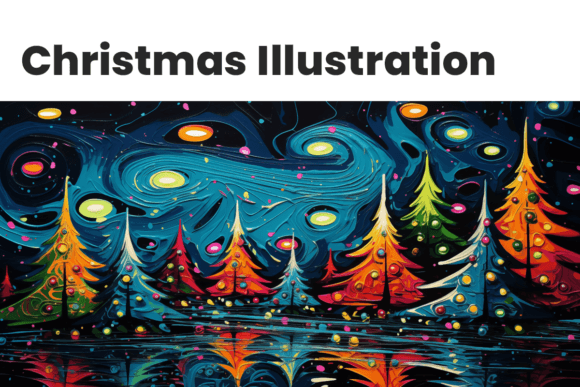 Realistic Oil Painting Christmas Night for Illustrations
