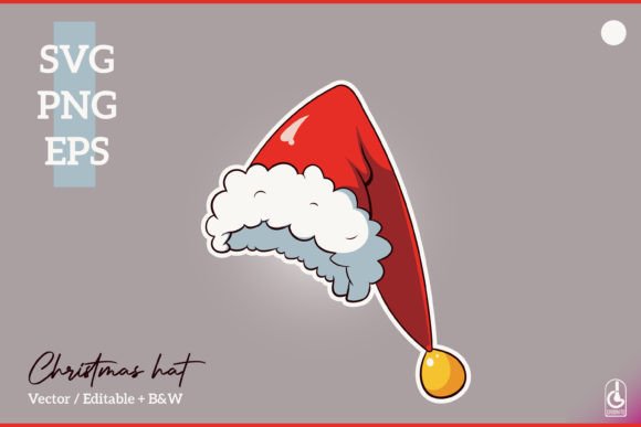 Red Cartoon Christmas Hat SVG PNG EPS for Festive Illustrations