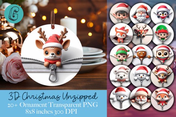 Unzipped Christmas Ornament PNG Bundle for Brand Illustrations